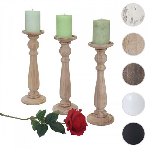 3x Bougeoir, Chandelier T360, Style Shabby, Vintage, Hauteur 35cm ~ Marron Naturel