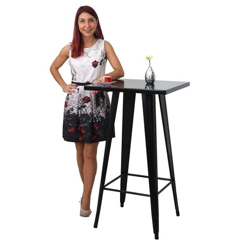 Table Haute Hwc-a73, Métal, Design Industriel 105x60x60cm ~ Noir