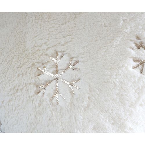 Set Couverture + Coussin De Décoration, Neige, Duveteux Avec Bourrage, Pailleté