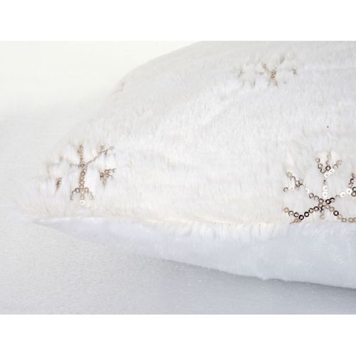 Set Couverture + Coussin De Décoration, Neige, Duveteux Avec Bourrage, Pailleté