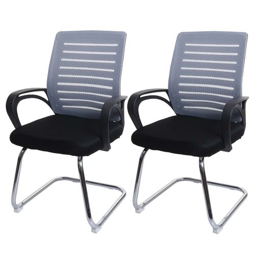 Lot De 2 Chaises De Conférence Tissu/textile Gris