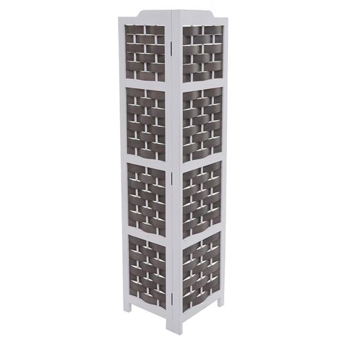 Etagère D'angle Hwc-k85 Bois De Paulownia 110cm Blanc Et Anthracite