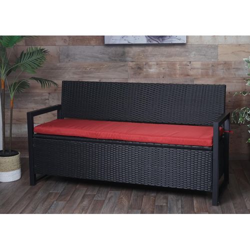 Poly-rattan Banc 3 Places Hwc-f39 Anthracite Coussin Bordeaux