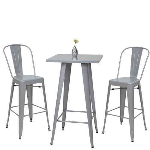 Set Table Mange-depout E 2x Tabouret De Bar Hwc-a73 Design Industriel Gris