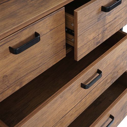 Chiffonnier Hwc-a27, 115x80x40cm, 6 Tiroirs, Aspect Chêne