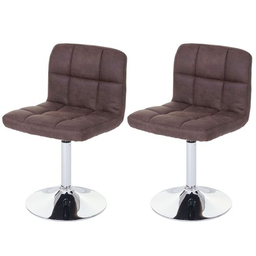 2 X Chaise De Salle à Manger Kavala Imitation Daim Chrome Brun Foncé Vintage