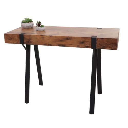 Table Console Hwc-l54 Métal 75x100x40cm Chêne Sauvage Foncé