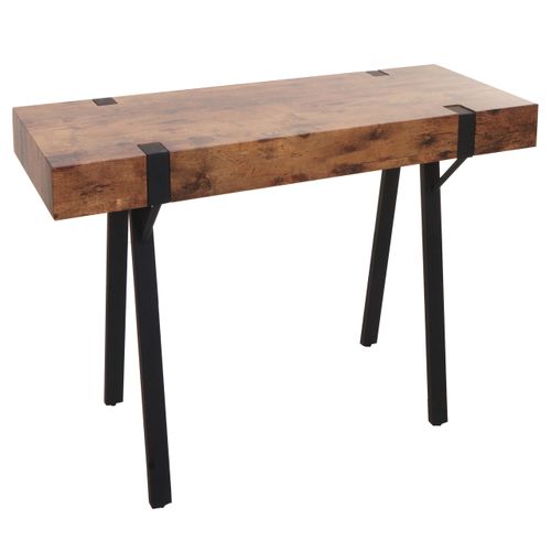 Table Console Hwc-l54 Métal 75x100x40cm Chêne Sauvage Foncé