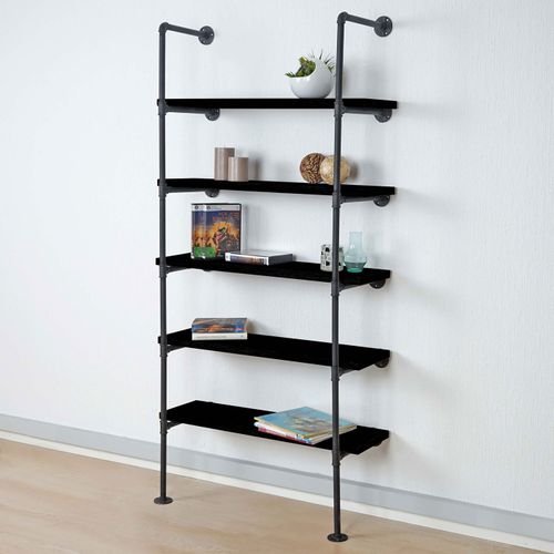 Étagère De Rangement Hwc-c45 Design Industriel 165x80x28cm Gris Foncé