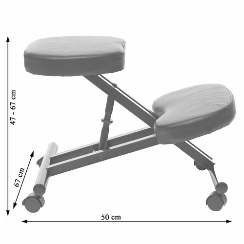 Siège Assis à Genoux Hwc-e10, Tabouret, Chaise Bureau, Similicuir, Métal, Noir
