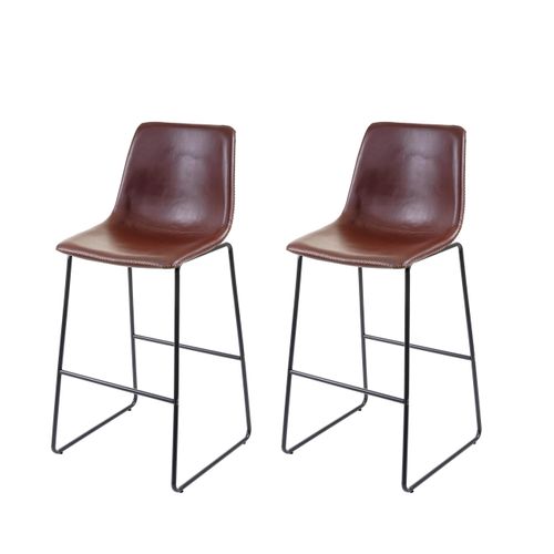 2x Tabouret De Bar Hwc-e54, Chaise De Bar/comptoir, Vintage ~ Similicuir Marron