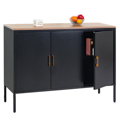 Buffet Hwc-l84 90x120x40cm Mélaminé Noir
