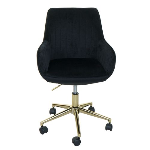 Chaise De Bureau Hwc-j62 Velours Avec Accoudoirs Pied Doré Noir