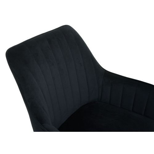 Chaise De Bureau Hwc-j62 Velours Avec Accoudoirs Pied Doré Noir