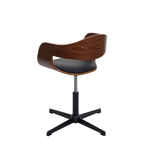 Chaise De Bureau Hwc-h46 Noyer Similicuir Noir