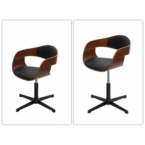 Chaise De Bureau Hwc-h46 Noyer Similicuir Noir