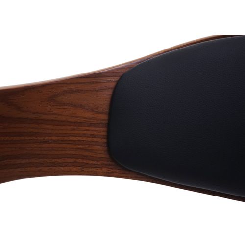 Chaise De Bureau Hwc-h46 Noyer Similicuir Noir