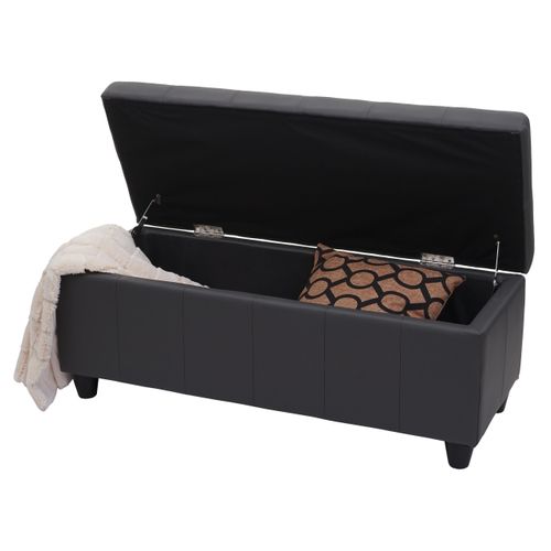 Banc/banquette/coffre De Rangement Kriens, 114x45x45cm, Similicuir ~ Gris Mat