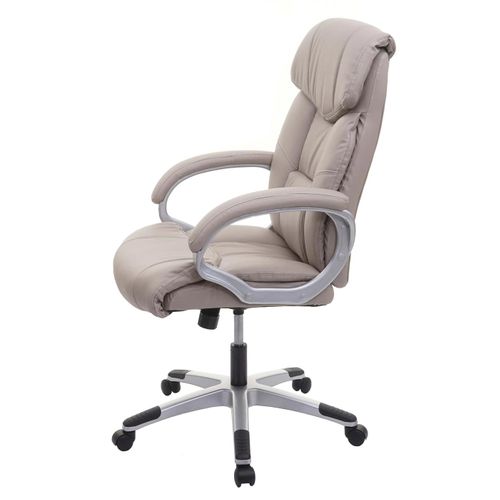 Chaise De Bureau Hwc-a71, Siège De Direction Pivotant, Simili Cuir ~ Taupe-gris