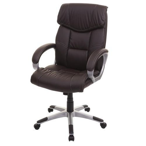 Chaise De Bureau Hwc-a71, Siège De Direction Pivotant, Simili Cuir ~ Café-brun