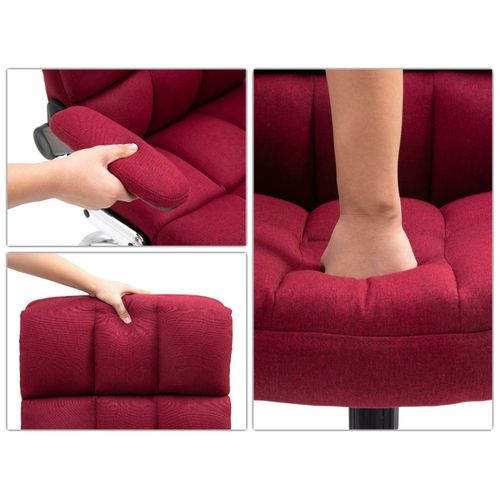 Chaise De Bureau Hwc-j21, Réglable En Hauteur ~ Tissu/textile Rouge-vin