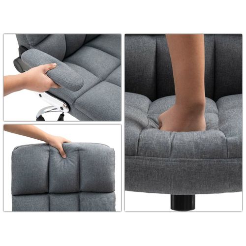 Chaise De Bureau Hwc-j21, Réglable En Hauteur ~ Tissu/textile Gris