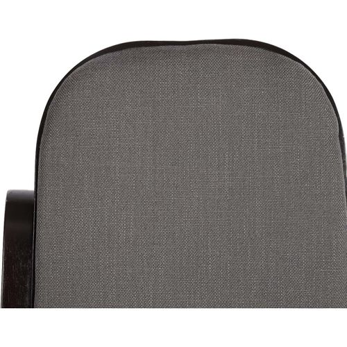 Fauteuil À Bascule M41 Bois Massif Aspect Noyer Tissu Textile Gris Anthracite