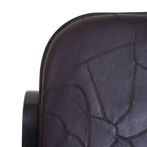 Fauteuil À Bascule M41 Bois Massif Aspect Noyer Patchwork Cuir Marron