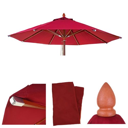 Toile Pour Parasol De Gastronomie En Bois Hwc-c57, Ø4m Polyester 3kg ~ Bordeaux