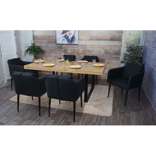 Lot De 6 Chaises De Salle à Manger Hwc-h93 Similicuir Noir