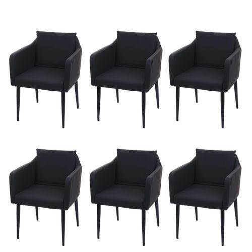 Lot De 6 Chaises De Salle à Manger Hwc-h93 Similicuir Noir