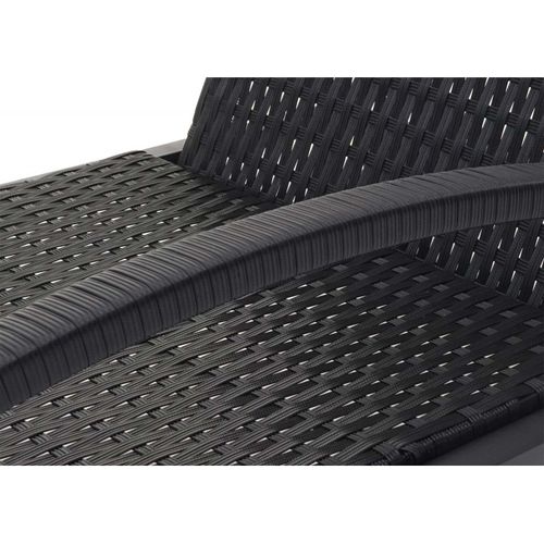2x Chaises Longues Hwc-e27 En Polyrotin ~ Noir, Coussins Crème-beige