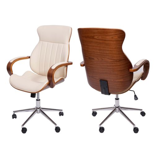 Chaise De Bureau Hwc-h39 Similicuir Beige Crème