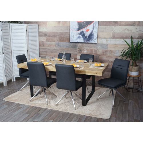 6x Chaise De Salle à Manger Hwc-h70 Tissu Textile Gris Foncé