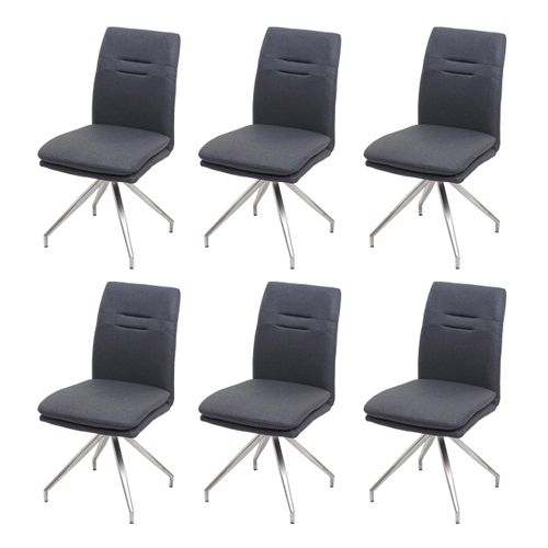 6x Chaise De Salle à Manger Hwc-h70 Tissu Textile Gris Foncé