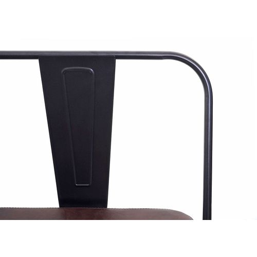 Banc à 2 Places Hwc-h10 Design Industriel-vintage Simili Noir-marron