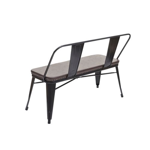 Banc à 2 Places Hwc-h10 Design Industriel-vintage Simili Noir-marron