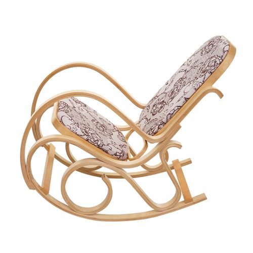 Fauteuil à Bascule M41 Fauteuil TV Bois Massif Tissu Textile Jacquard Marron