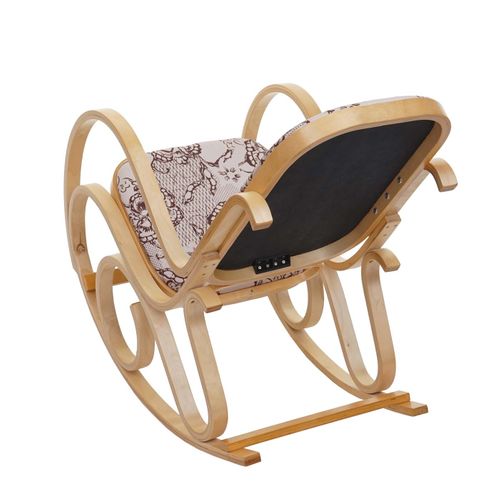 Fauteuil à Bascule M41 Fauteuil TV Bois Massif Tissu Textile Jacquard Marron