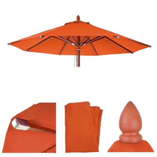 Toile Pour Parasol De Gastronomie En Bois Hwc-c57, Ø3m Polyester 3kg ~ Terre Cuite