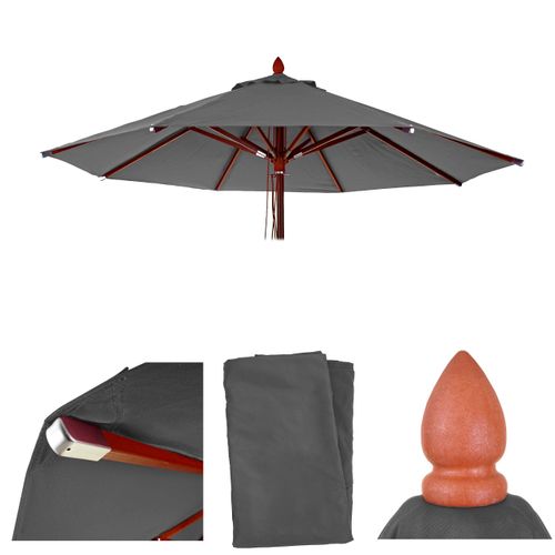 Toile Pour Parasol De Gastronomie En Bois Hwc-c57, Ø3m Polyester 3kg ~ Anthracite
