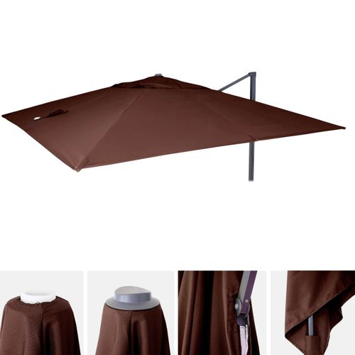 Revêtement Pour Parasol De Luxe Hwc-a96 3,5x3,5m Ø4,95m Polyester 4kg Brun