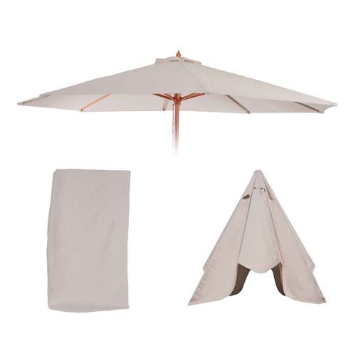 Toile De Rechange Pour Parasol Florida 3,5m Polyester 8 Baleines Crème-blanc