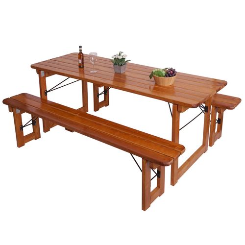 2x Banc Hwc-j61 Pliable Bois Laqué 180 cm