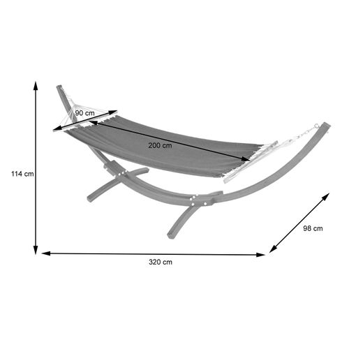 Hamac Avec Support Hwc-j46 Jusqu'à 200kg Bois Fsc 320 cm Marron Tissu Creme-blanc