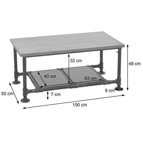 Table Basse Hwc-n27 48x100x50cm Naturel