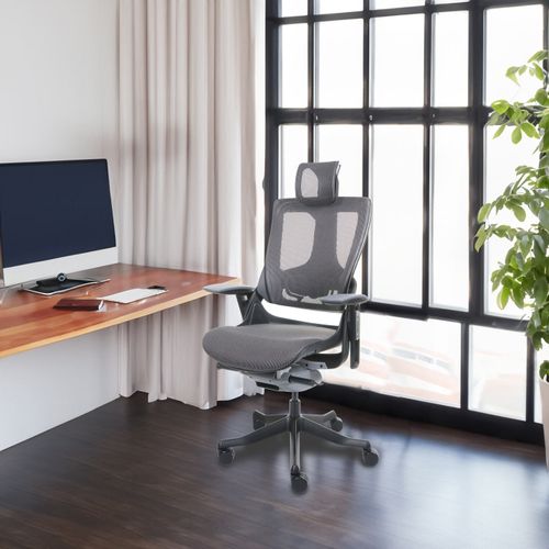 Chaise De Bureau Merryfair Wau 2 Ergonomique Noir-gris, Piétement Noir