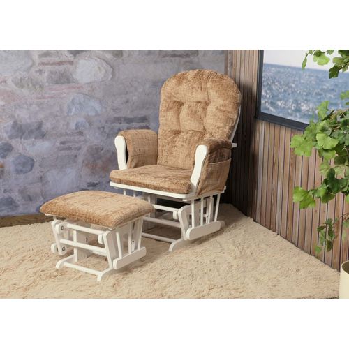 Fauteuil Relax Hwc-c76 Chenille Brun Clair Structure Blanche