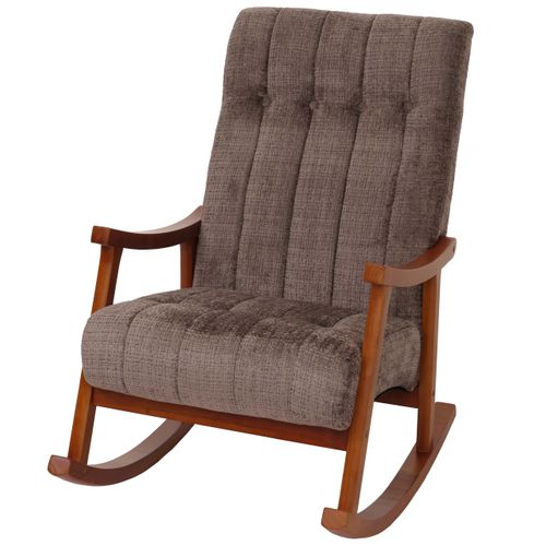 Fauteuil à Bascule Hwc-k10 Chenille (465g/m²) Marron, Piètement Aspect Noyer