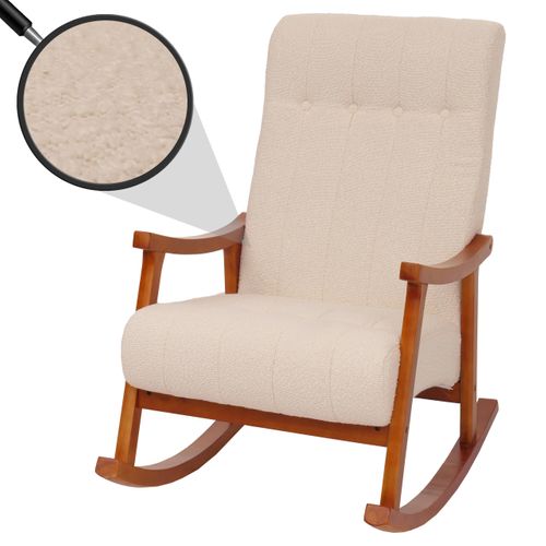 Fauteuil à Bascule Hwc-k10 Crème, Piètement Imitation Noyer